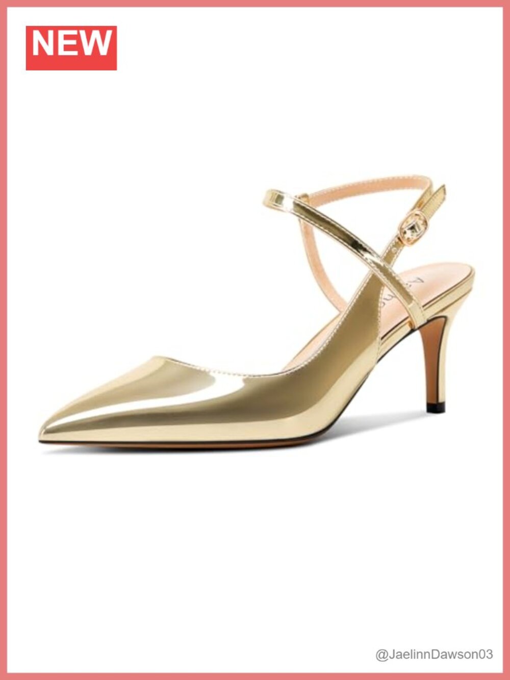 Women's Slingback Pumps Ankle Strap Stiletto Mid Heel Dress Shoes Patent Leather